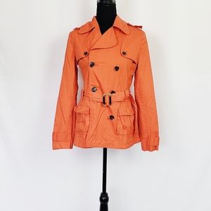 MANGO SHORT Orange Trenchcoat Size Small